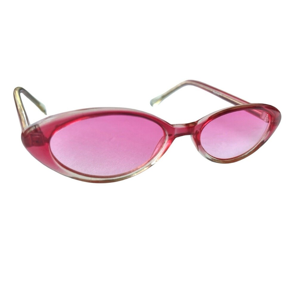 Y2K Pink Oval Sunglasses Translucent Frame Pink Lens Retro 90s 2000s NOS
